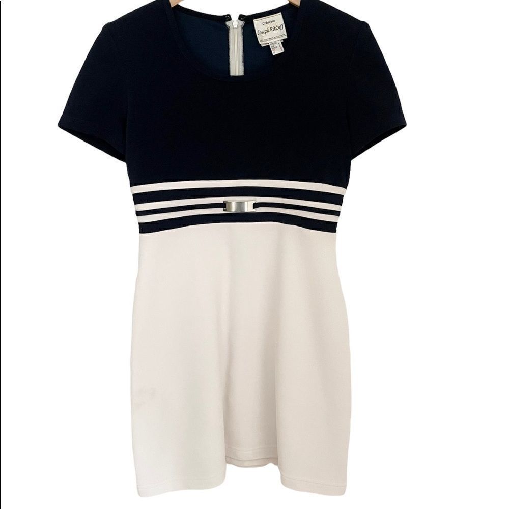 Joseph Ribkoff Navy and White Dress